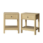 Bedside Table Drawer Side Table Storage Nightstand Natural 2 Pack