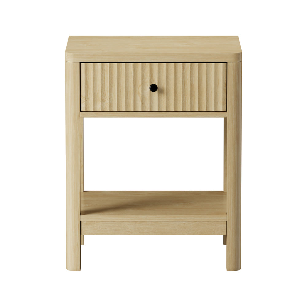 Bedside Table Drawer Side Table Storage Nightstand Natural 2 Pack