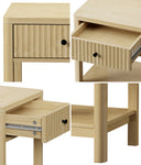 Bedside Table Drawer Side Table Storage Nightstand Natural 2 Pack