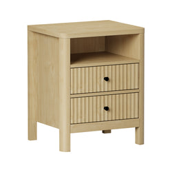 Bedside Table 2 Drawers Side End Tables Open Shelf Natural