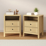 Bedside Table Drawer Side Table Storage Nightstand Natural 2 Pack