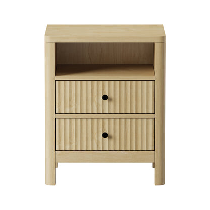 Bedside Table Drawer Side Table Storage Nightstand Natural 2 Pack