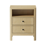 Bedside Table Drawer Side Table Storage Nightstand Natural 2 Pack