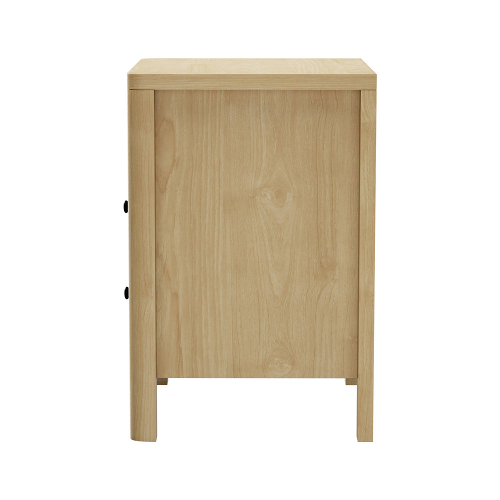 Bedside Table Drawer Side Table Storage Nightstand Natural 2 Pack