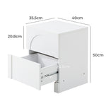 Bedside Table 2 Drawers Side Table White