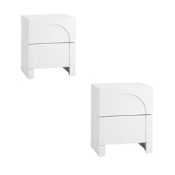 Bedside Table 2 Drawers Side Table White