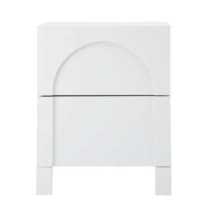 Bedside Table 2 Drawers Side Table White
