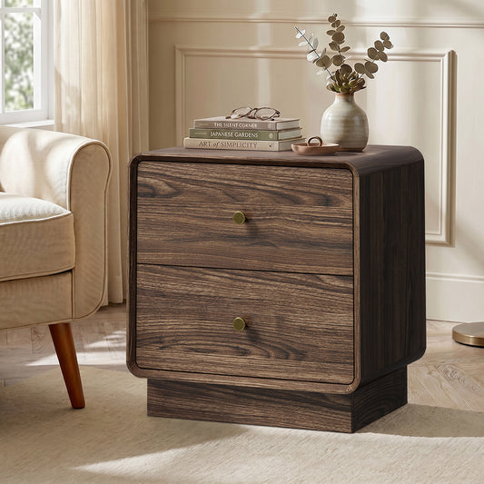 Bedside Table 2 Drawers Walnut 48x39.5x50cm