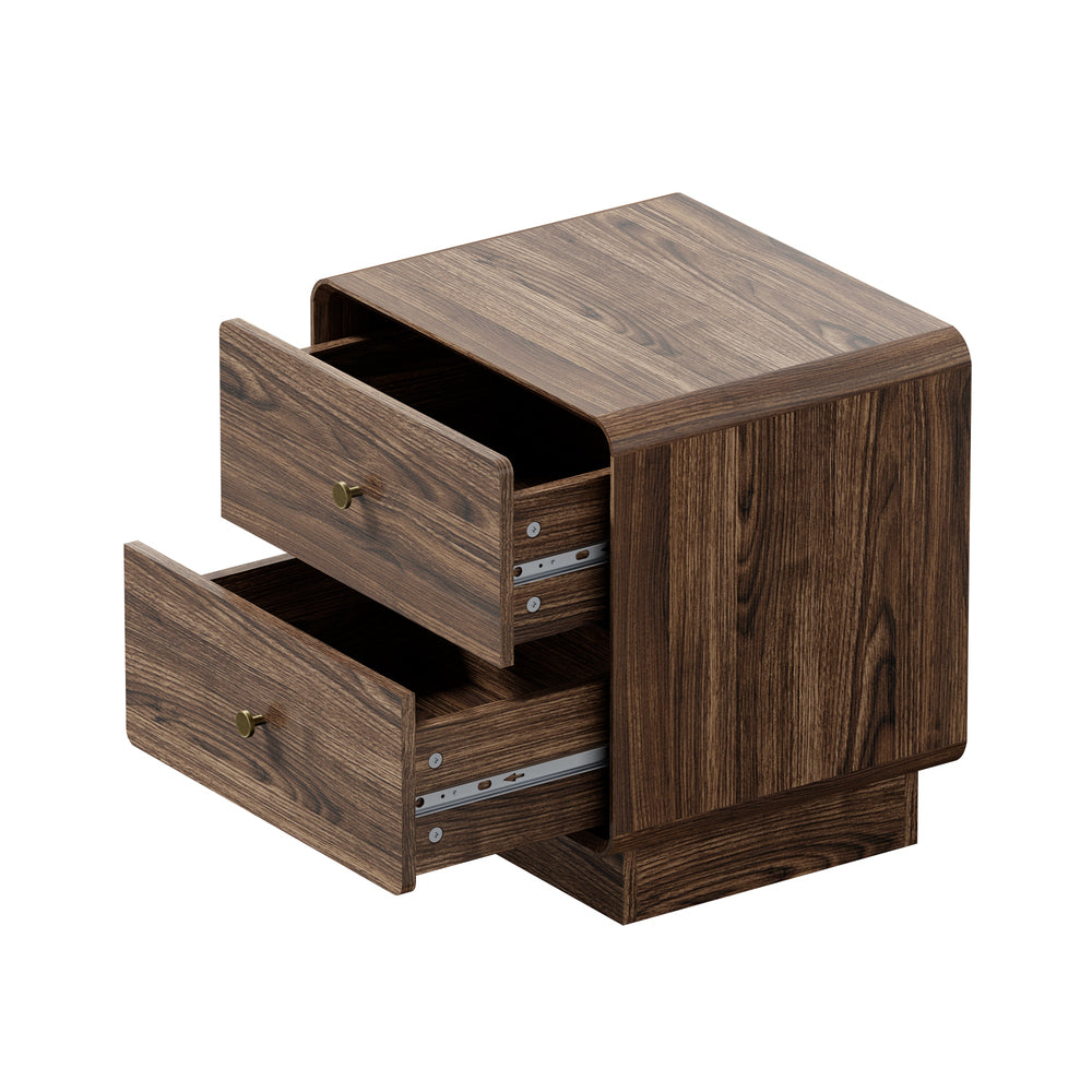Walnut bedside table 48x39.5x50cm, in room setting
