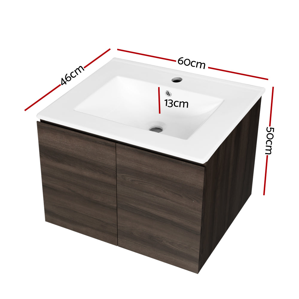 Vanity Unit 600Mm With Basin Walnut