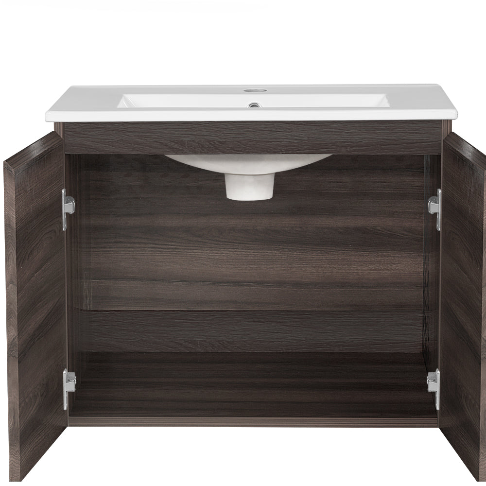Vanity Unit 600Mm With Basin Walnut