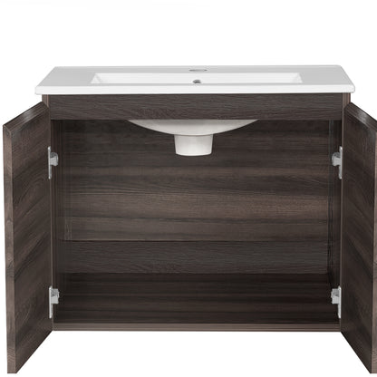 Vanity Unit 600Mm With Basin Walnut
