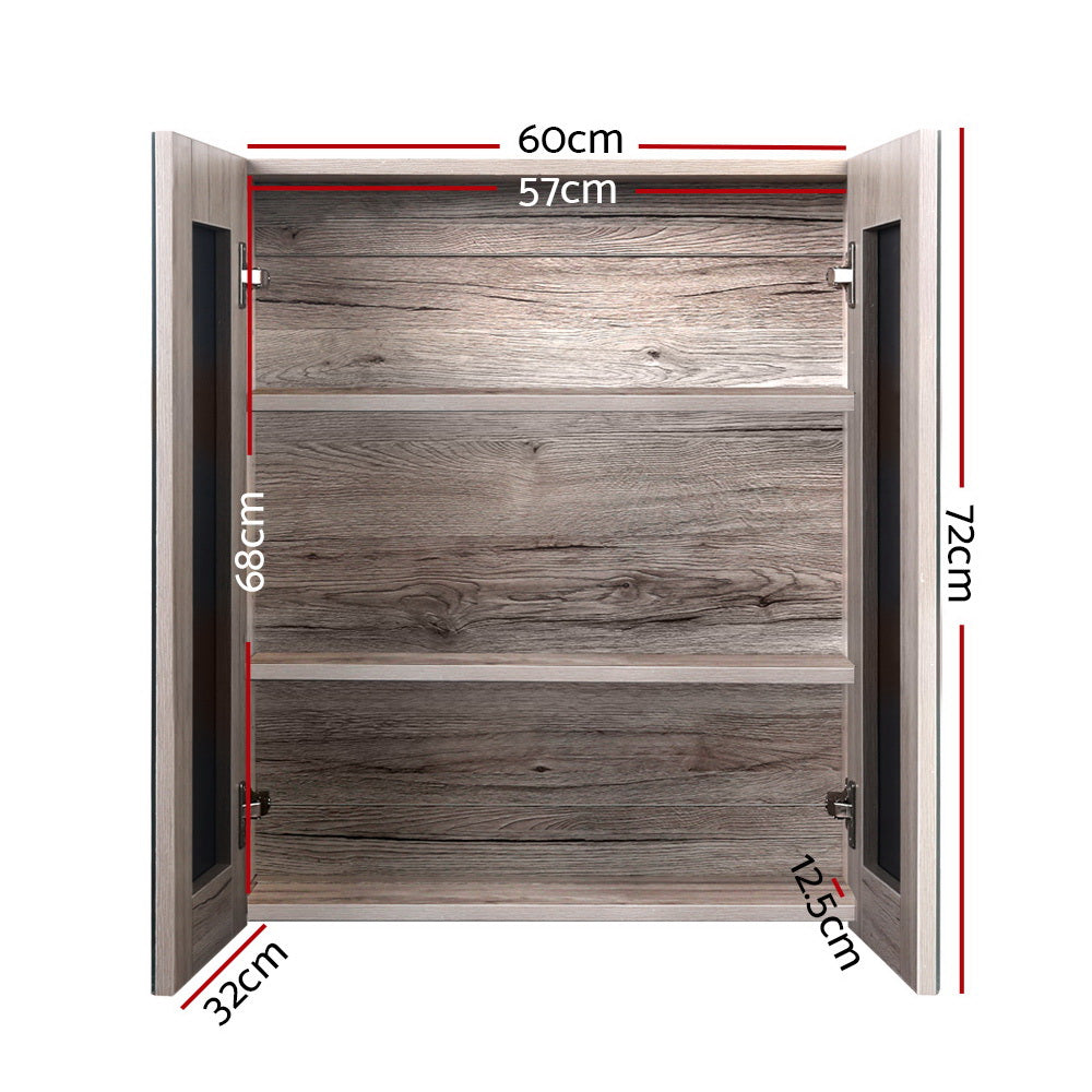 Bathroom Mirror Cabinet 600X720Mm Oak
