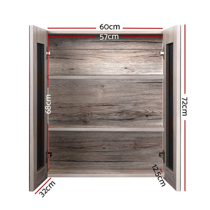 Bathroom Mirror Cabinet 600X720Mm Oak