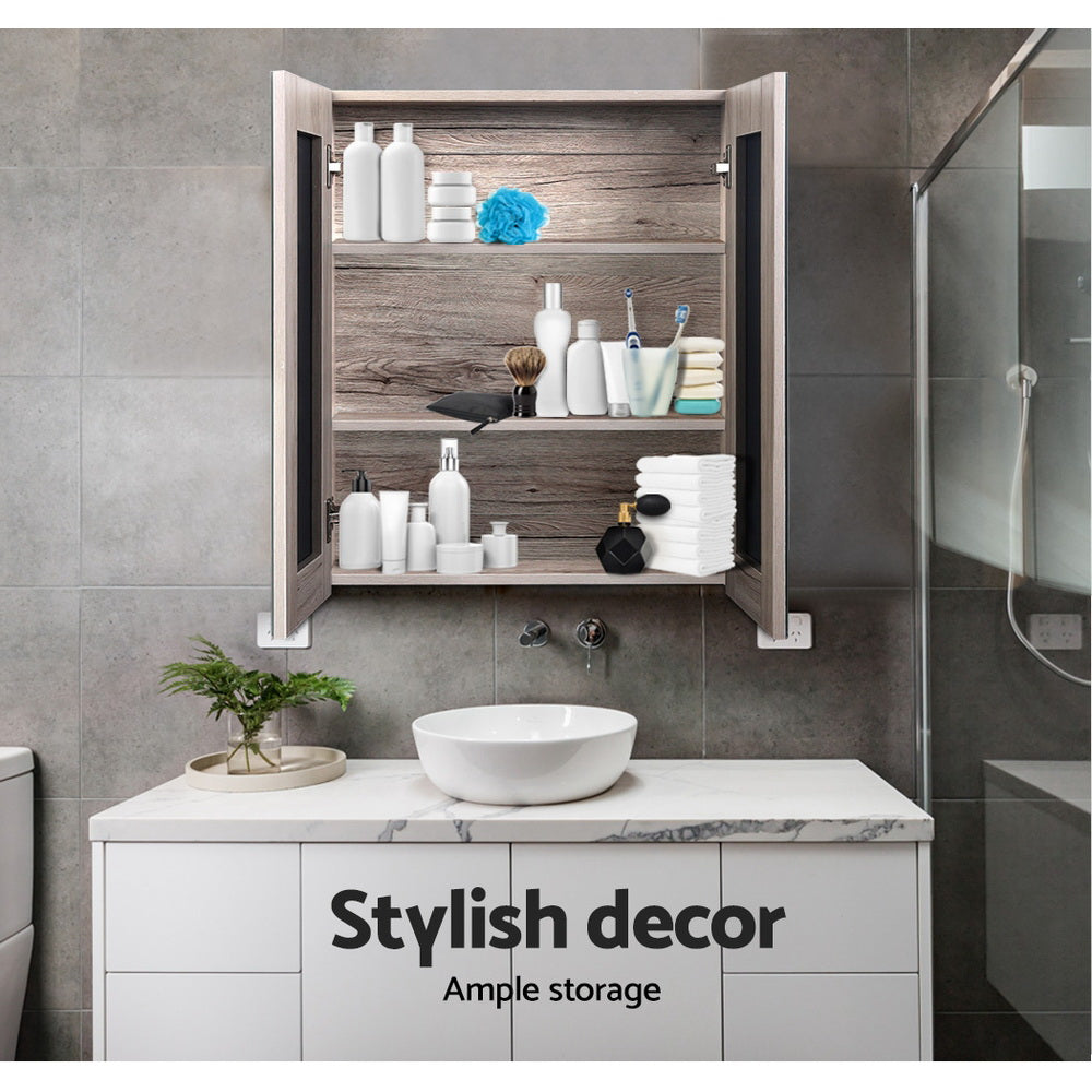 Bathroom Mirror Cabinet 600X720Mm Oak