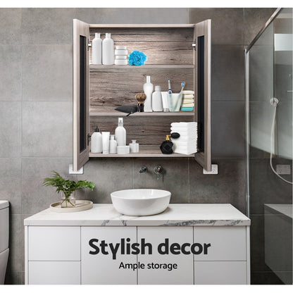 Bathroom Mirror Cabinet 600X720Mm Oak