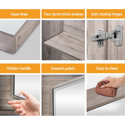 Bathroom Mirror Cabinet 600X720Mm Oak