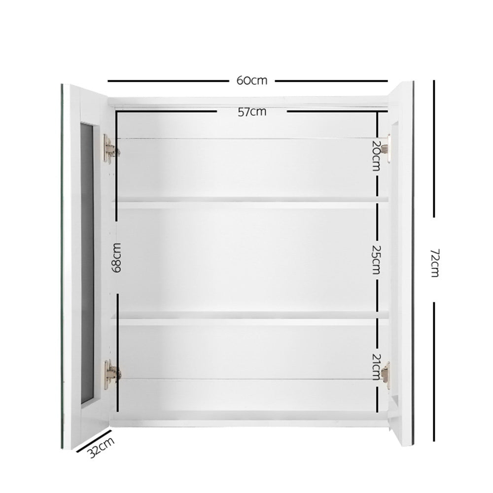 Bathroom Mirror Cabinet 600X720Mm White