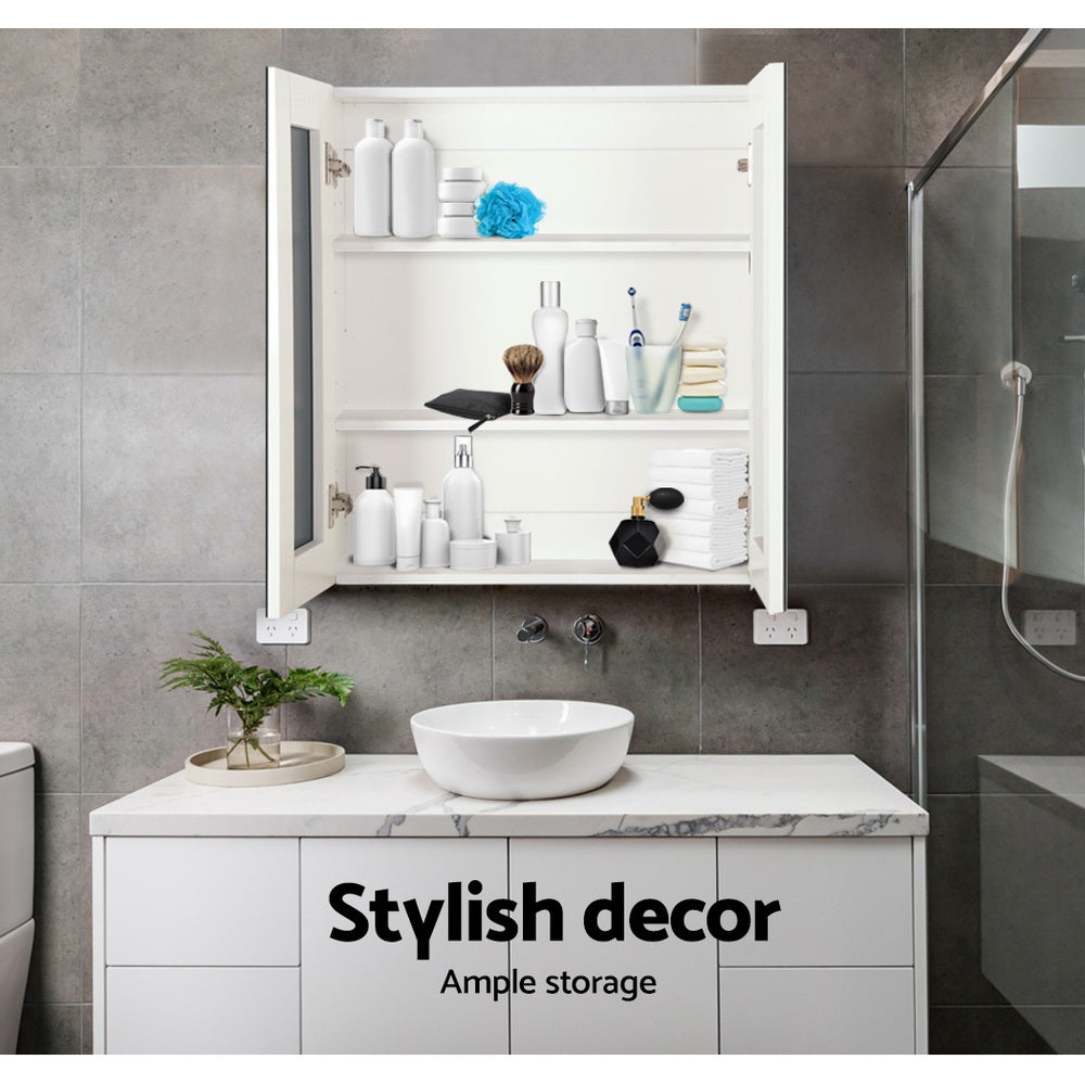 Bathroom Mirror Cabinet 600X720Mm White