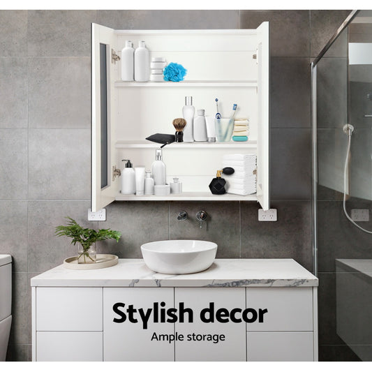 Bathroom Mirror Cabinet 600X720Mm White