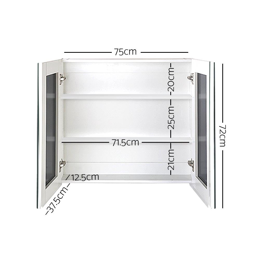 Bathroom Mirror Cabinet 750X720Mm White