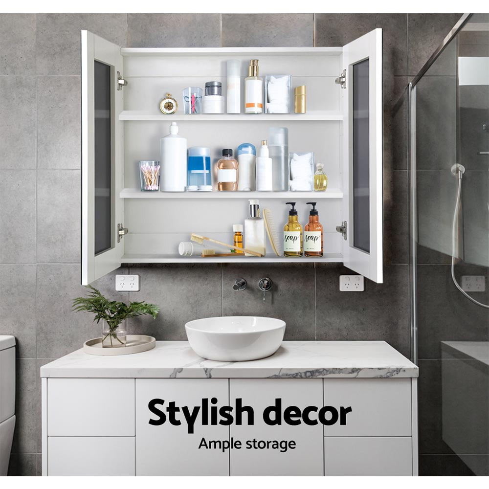 Bathroom Mirror Cabinet 750X720Mm White