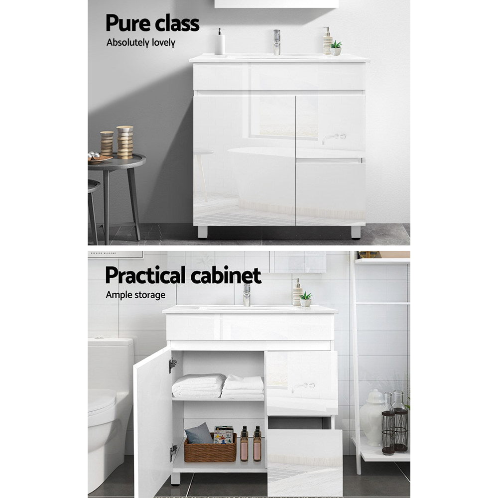 Bathroom Vanity Unit Freestanding Basin Cabinet 750mm - White