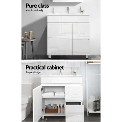 Bathroom Vanity Unit Freestanding Basin Cabinet 750mm - White