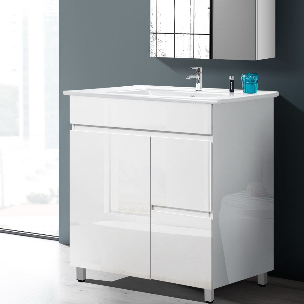 Bathroom Vanity Unit Freestanding Basin Cabinet 750mm - White