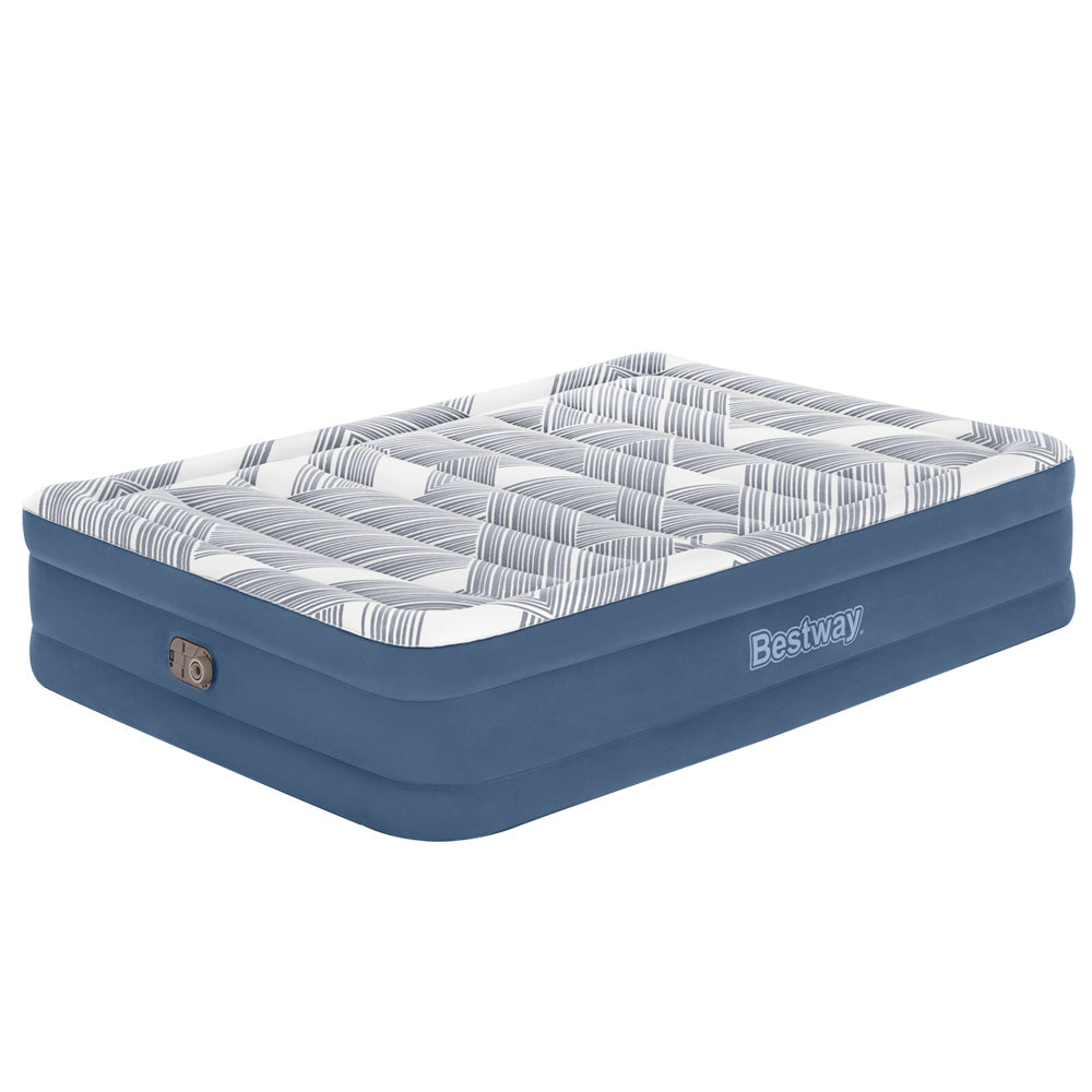 H&L Presents Air Mattress Bed Queen Size Inflatable Camping Beds Print Top Carry Bag