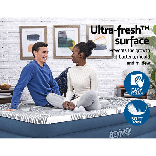 H&L Presents Air Mattress Bed Queen Size Inflatable Camping Beds Print Top Carry Bag