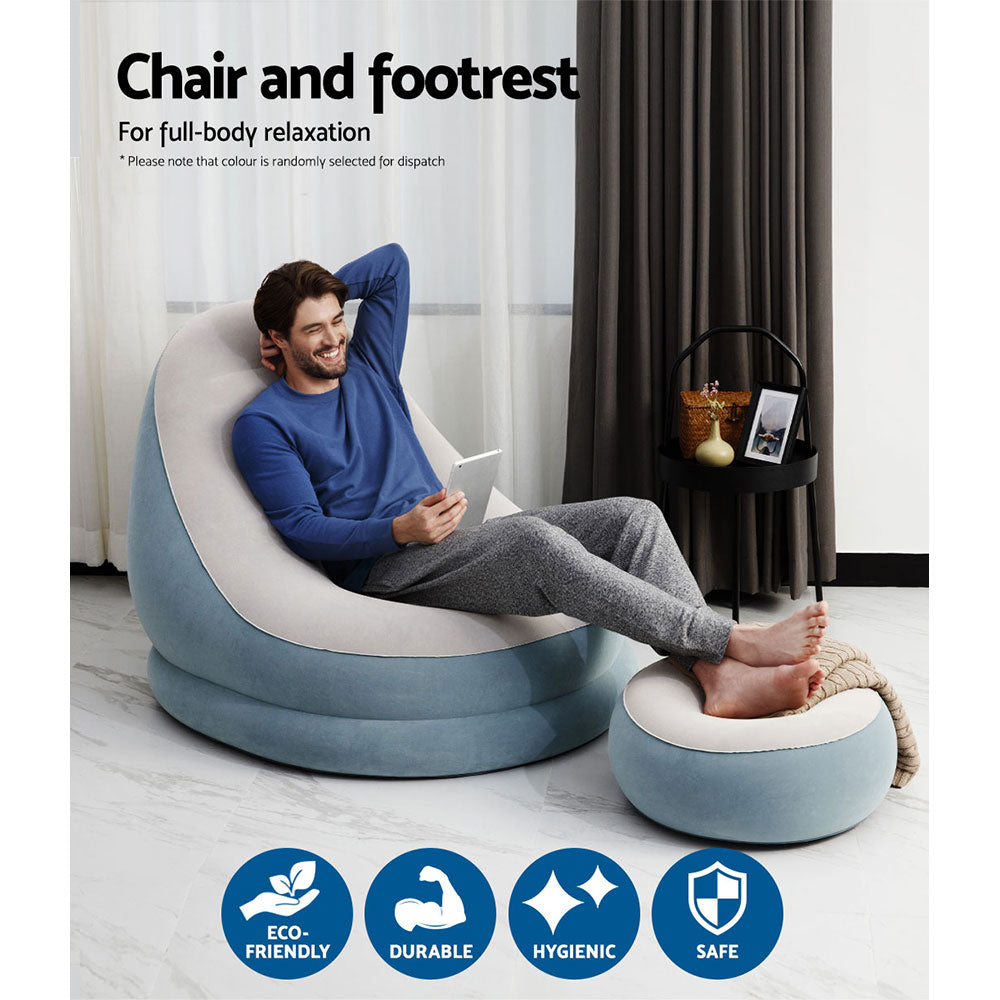 Inflatable Air Chair Seat Couch Lazy Sofa Lounge Ottoman Purple/Blue