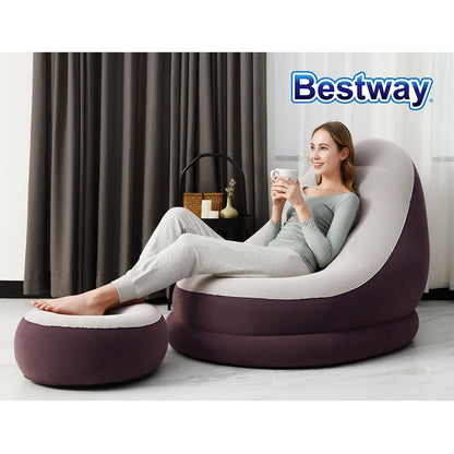 Inflatable Air Chair Seat Couch Lazy Sofa Lounge Ottoman Purple/Blue
