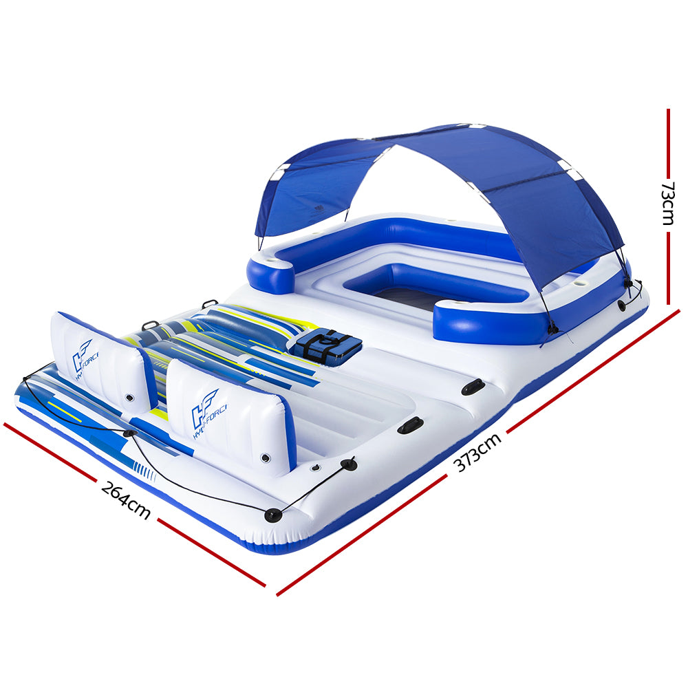 Pool Float Island Inflatable Lounge 6-Person Seat Canopy