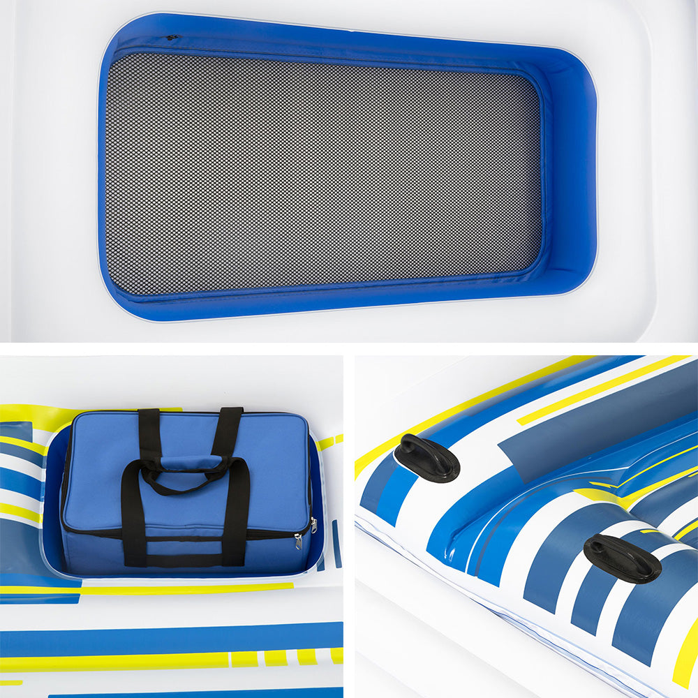 Pool Float Island Inflatable Lounge 6-Person Seat Canopy