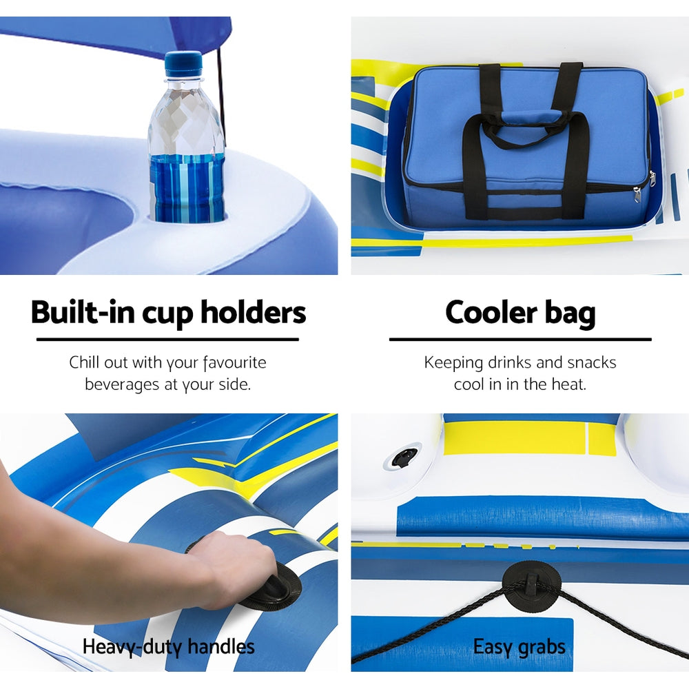 Pool Float Island Inflatable Lounge 6-Person Seat Canopy