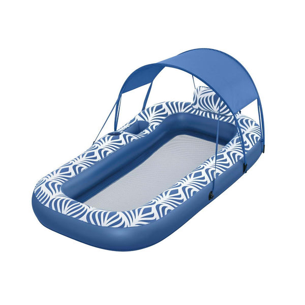  Inflatable Lounger with Sunshade Canopy 1.98x1.12m Blue