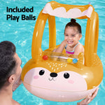 Kids Inflatable Fox Swim Float w/ Canopy 94x66cm