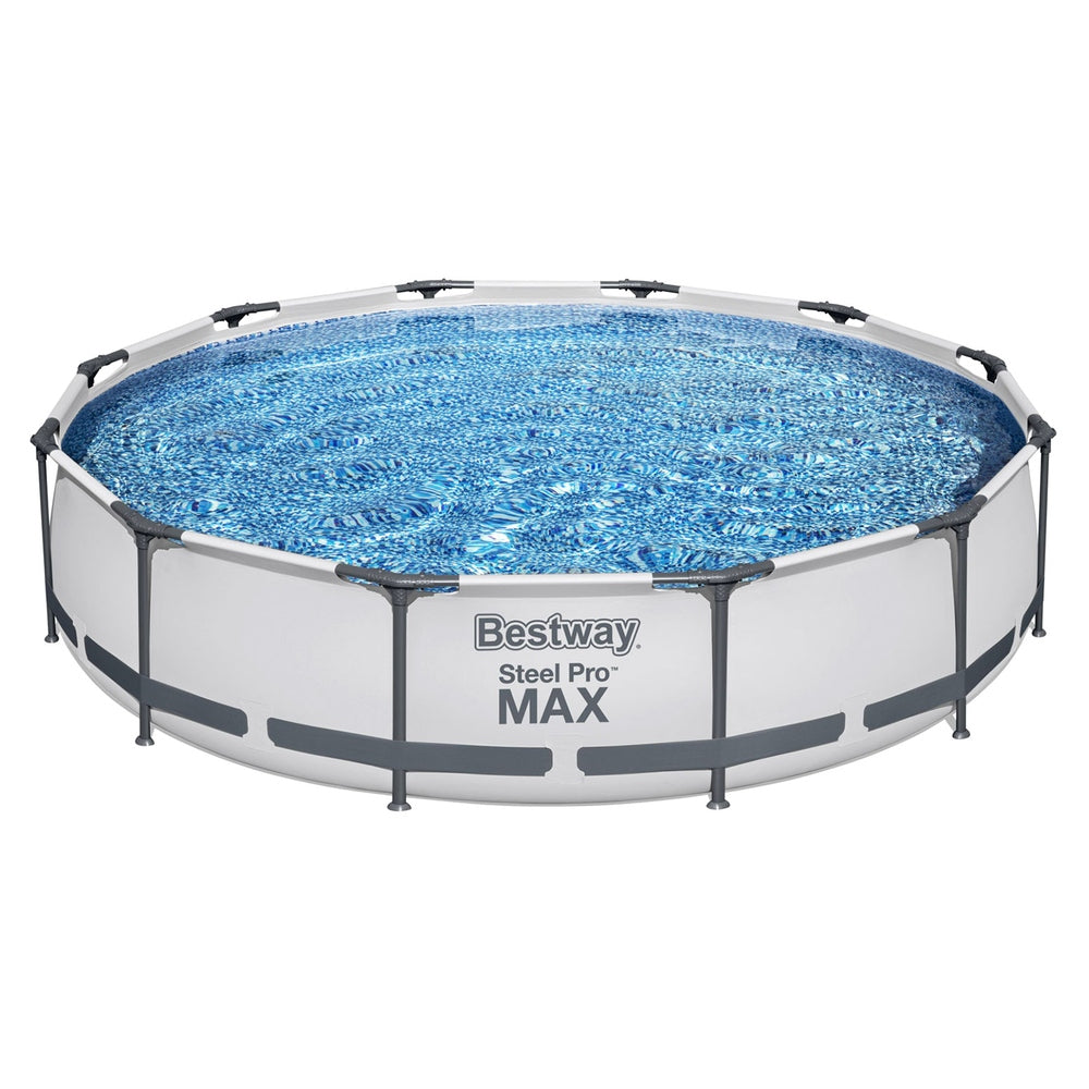 366X76Cm Steel Frame Round Above Ground Pool W/ Filter Pump