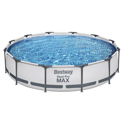 366X76Cm Steel Frame Round Above Ground Pool W/ Filter Pump