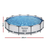 366X76Cm Steel Frame Round Above Ground Pool W/ Filter Pump