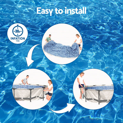 366X76Cm Steel Frame Round Above Ground Pool W/ Filter Pump