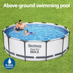 366X100Cm Steel Frame Round Above Ground Pool W/ Filter Pump 9150L