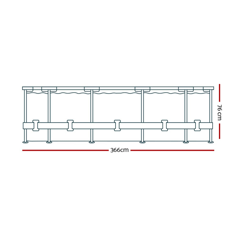 366X76Cm Steel Frame Round Above Ground Pool W/ Filter Pump 6473L