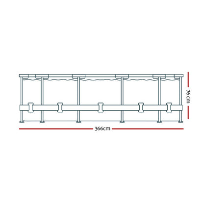 366X76Cm Steel Frame Round Above Ground Pool W/ Filter Pump 6473L