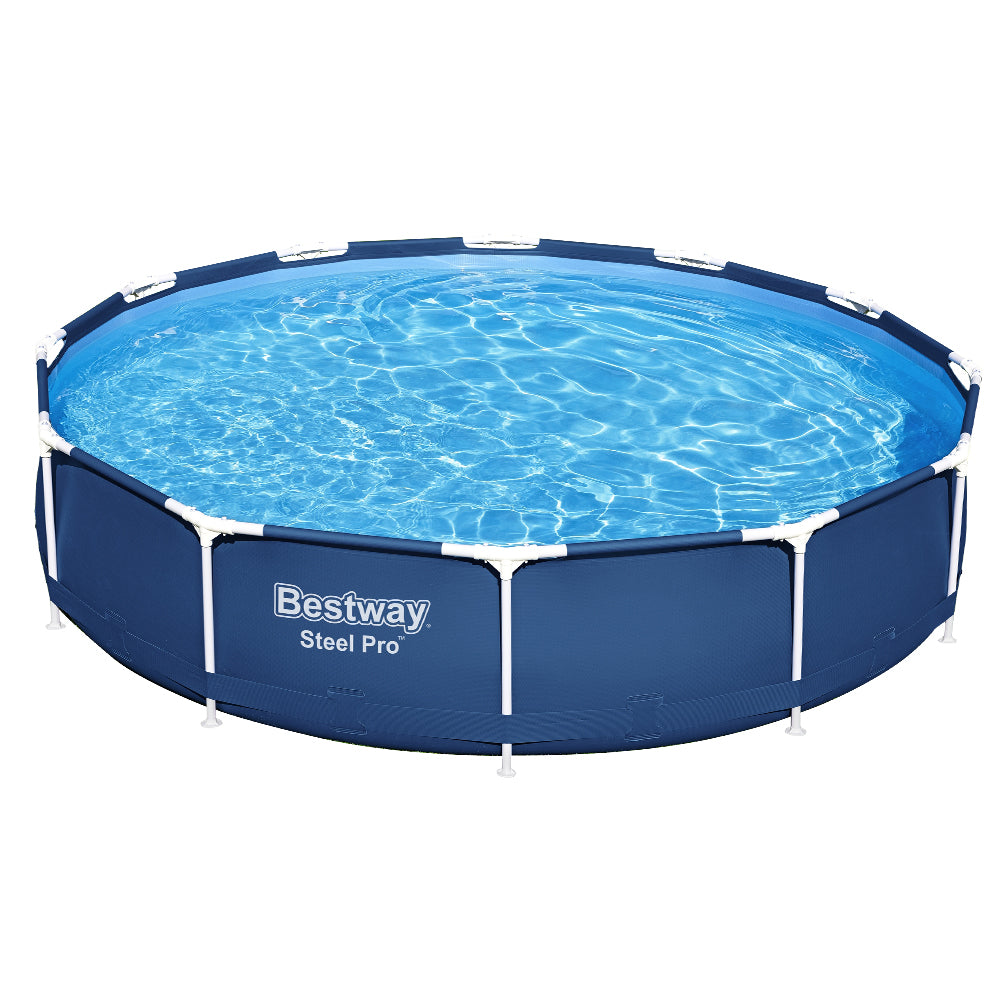 366X76Cm Steel Frame Round Above Ground Pool W/ Filter Pump 6473L
