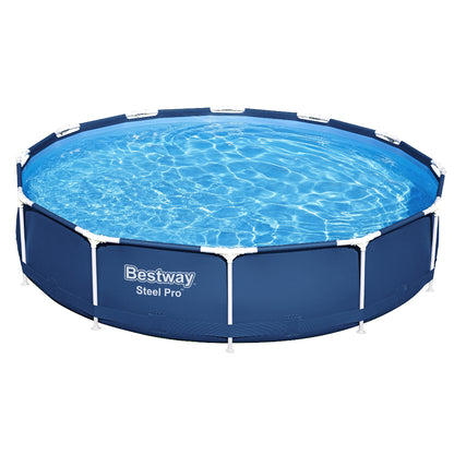 366X76Cm Steel Frame Round Above Ground Pool W/ Filter Pump 6473L