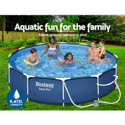 366X76Cm Steel Frame Round Above Ground Pool W/ Filter Pump 6473L