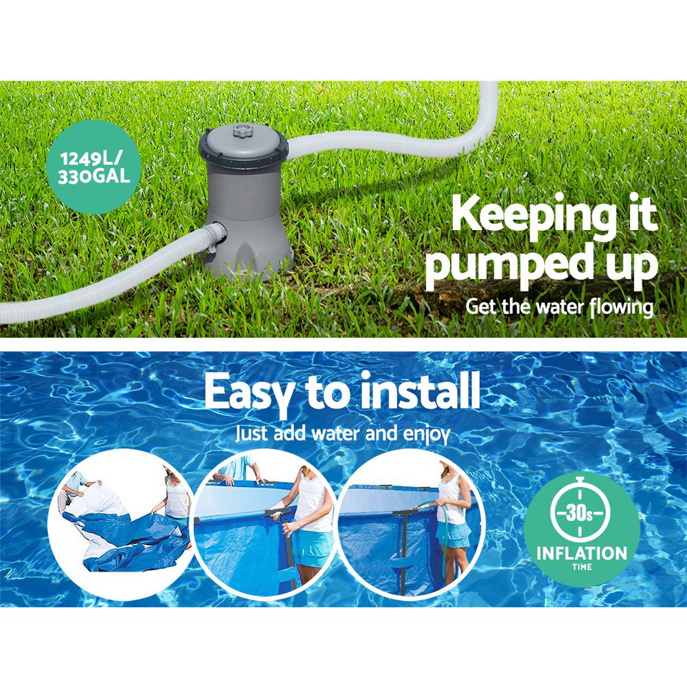 366X76Cm Steel Frame Round Above Ground Pool W/ Filter Pump 6473L