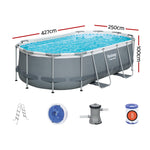 Steel Frame Above Ground Pool 427x250x100cm with Filter Pump Ladder